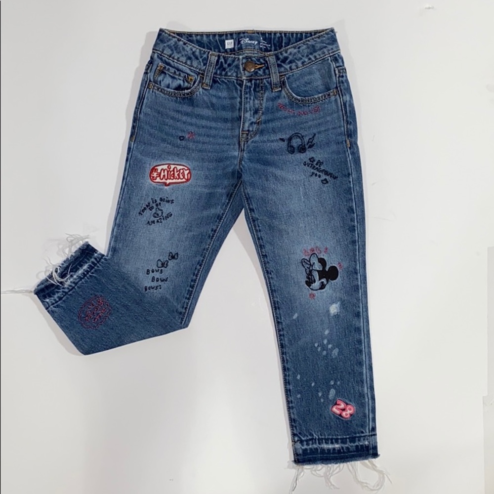 Gap girls Disney embroidered blue girlfriend jeans